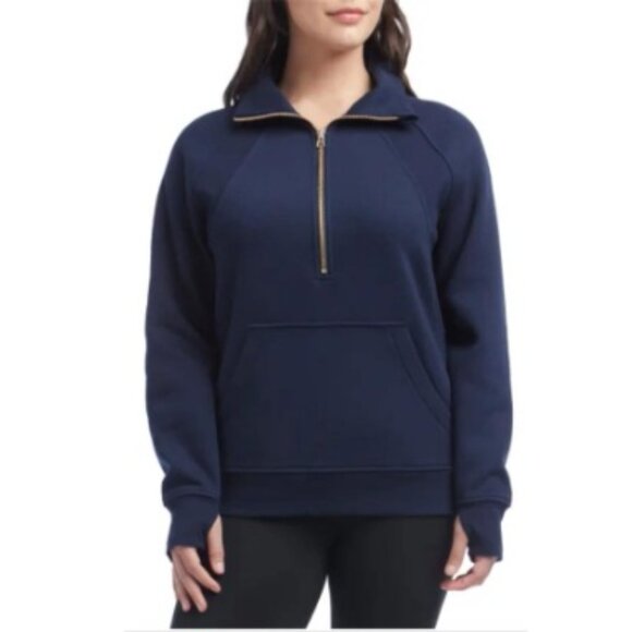 Danskin Pullover Sweatshirt Women’s Ribbed Half Zip Navy Blue Funnel Neck Sz M - Picture 1 of 14